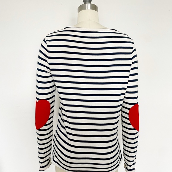Saint James Atelier Vaujany Stripe Long Sleeve Top with Red Heart Patches - Picture 7 of 14